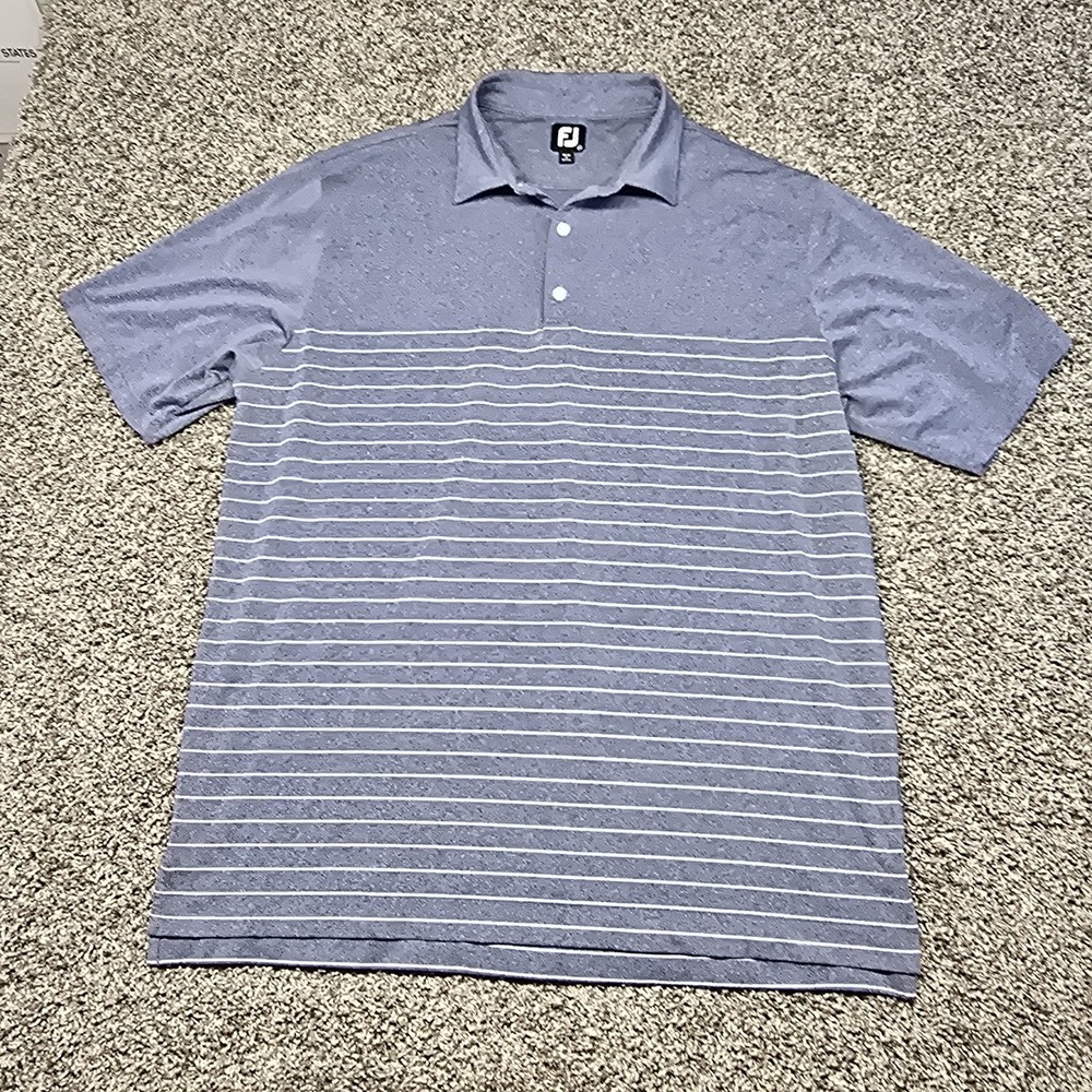 Footjoy Stripped Performance Polo Shirt Men Size 2XL  Gray Great Oaks CC Logo